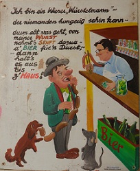 Plakat auf einem "Wiener Wrschtlstand"